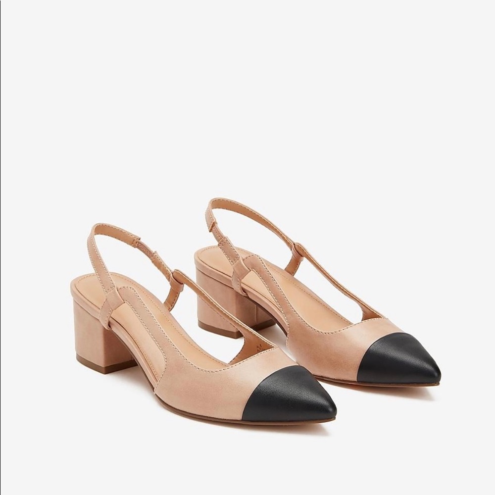 Express Cap Toe Slingback Block Heels SZ 6